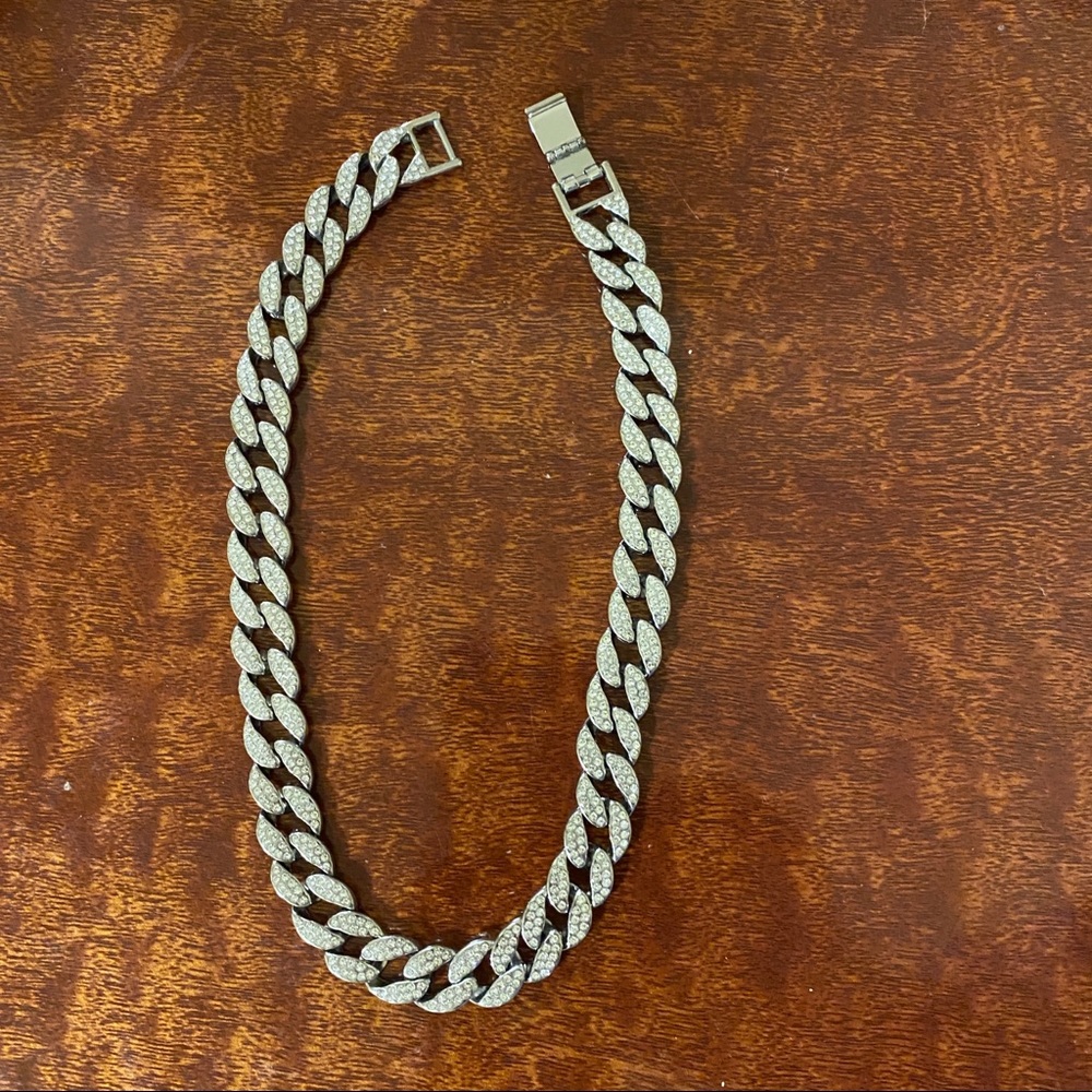 Swarovski Crystal Rhinestone Cuban Link Chain Necklace 15mm